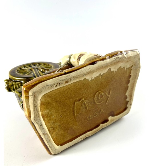 1950's McCoy Pottery Planter Dog And Cat At The Spinning Wheel 6.5" Tall - Picture 7 of 11